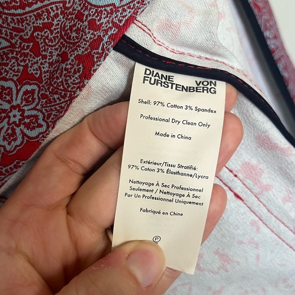 Diane Von Furstenberg Sleeveless Red & Blue Floral Mini Dress Women’s Size 2 - Picture 11 of 16